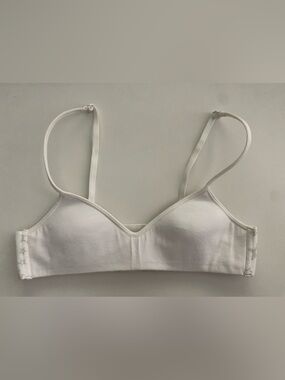 Youth Hanes white cotton & spandex bralette with gray star print, size M  #stars